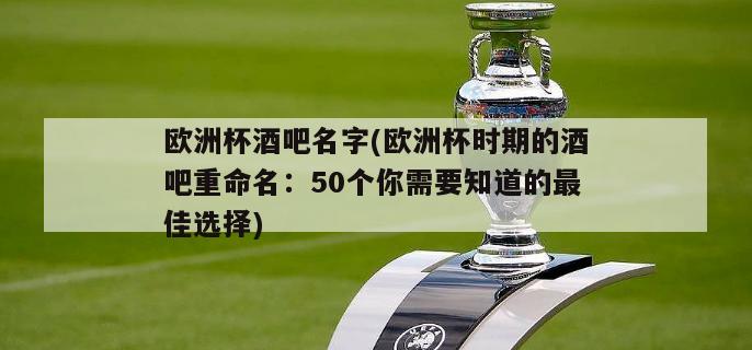 欧洲杯酒吧名字(欧洲杯时期的酒吧重命名：50个你需要知道的最佳选择)-第1张图片-2024欧洲杯直播_NBA直播_无插件直播-360直播网